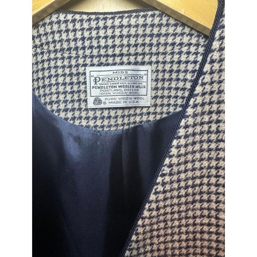 Miss Pendleton 100% virgin wool Blazer navy houndstooth size‎ 8 - Picture 5 of 5